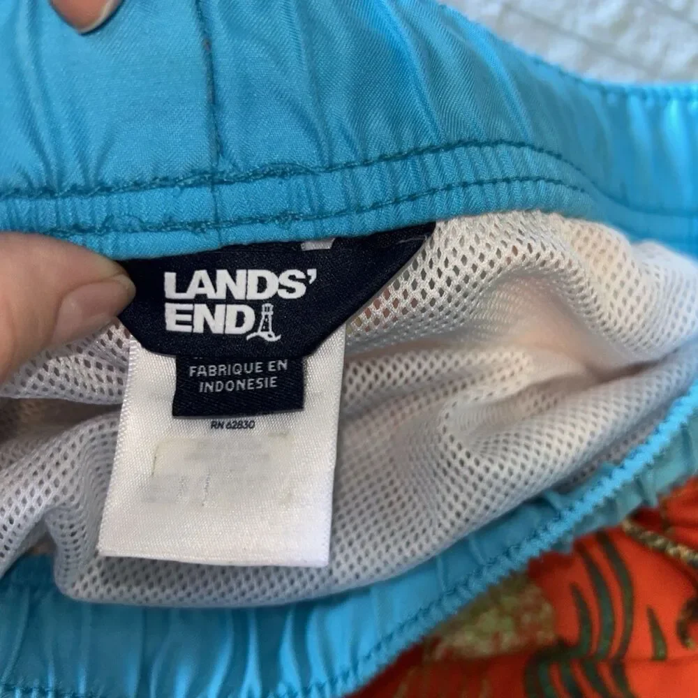 Lands' End Boys Youth XL Swim Trunks Shorts Jellyfish Print Elastic Waist